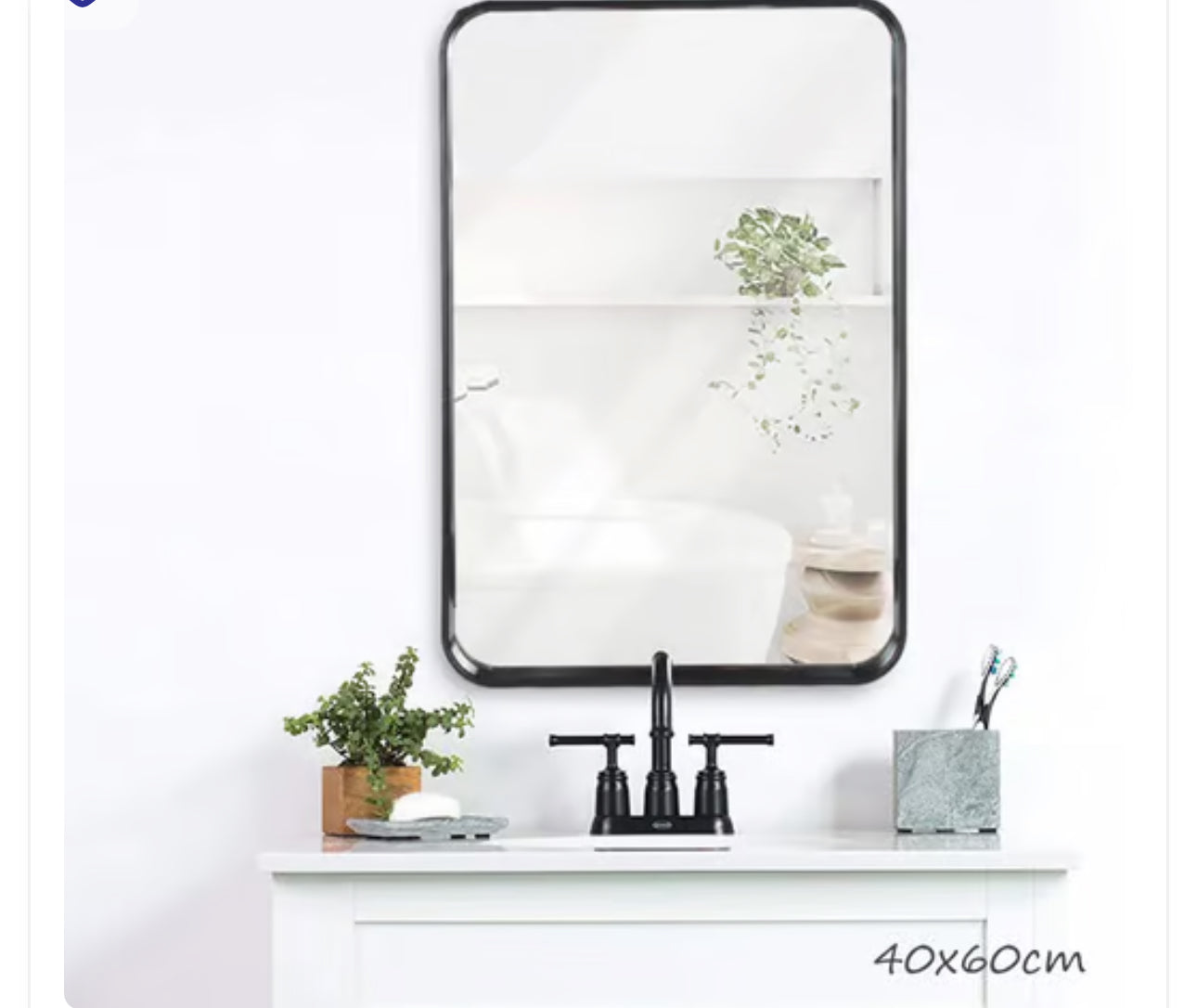 Mirrors Rectangular Black or Gold Frame Mirror 40x60cm