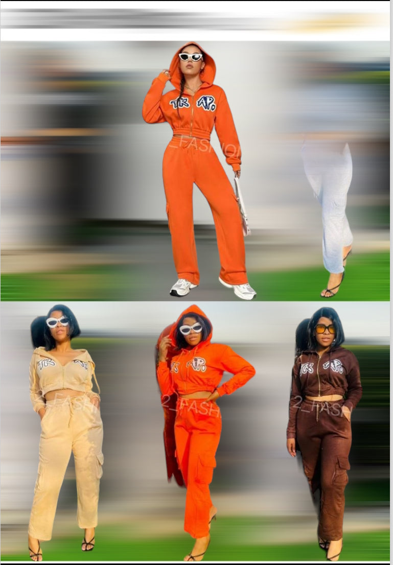 Ladies Letter Graphic Drop Shoulder Hoodie & Sweatpants - Various Colours