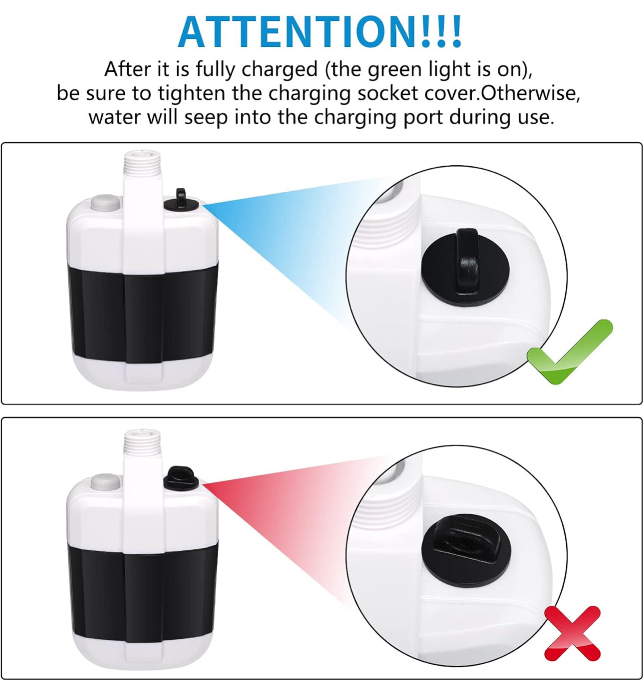 Portable Camp Shower, USB Rechargeable Outdoor Camping Shower Pump, Portable Outdoor Shower Head- Pumps Water from Bucket Into Steady, Gentle Shower Stream,for Camping, Traveling