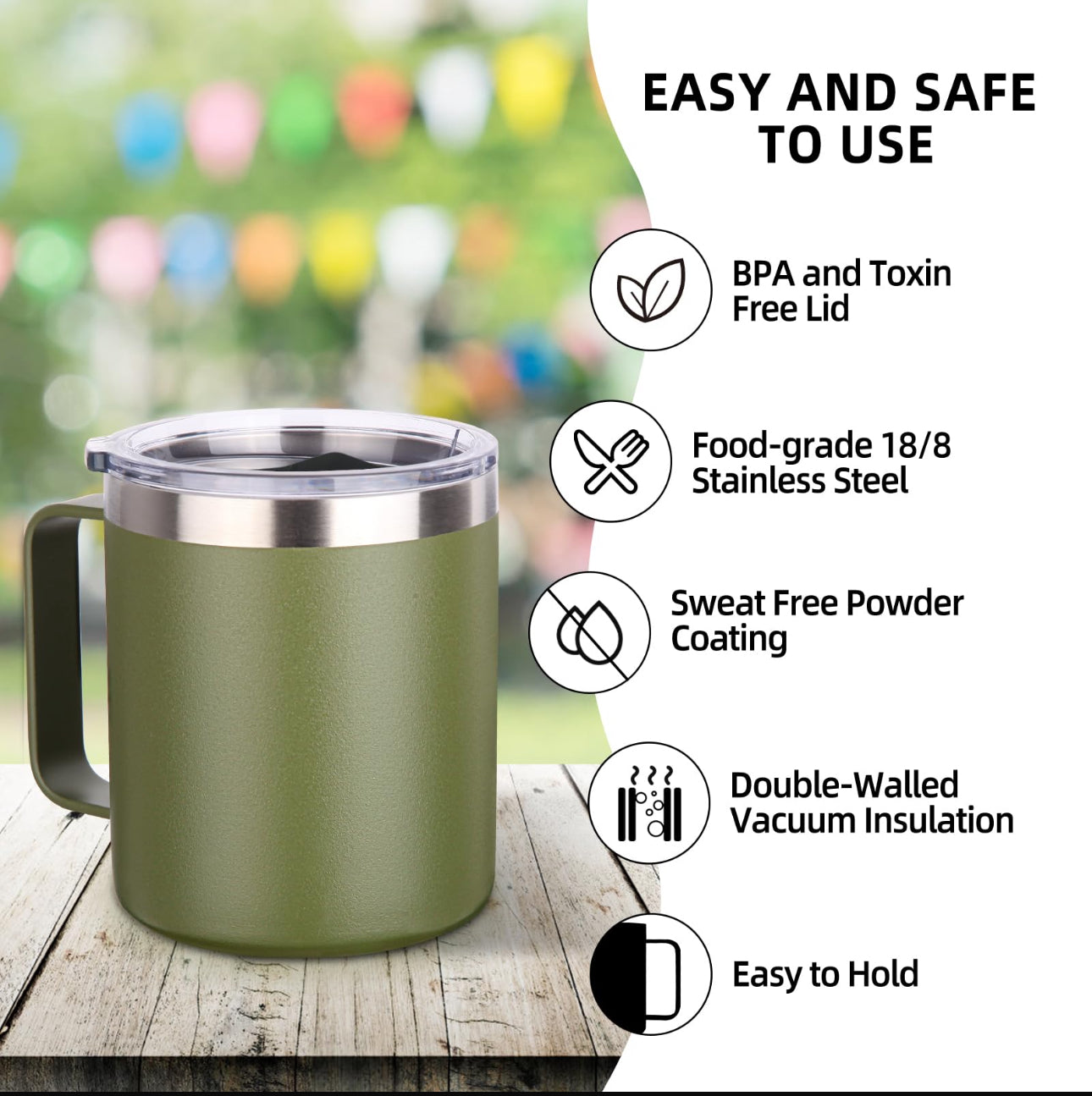 Luscious Stainless Steel Vacuum Mug With BPA-Free Lid - 360ml