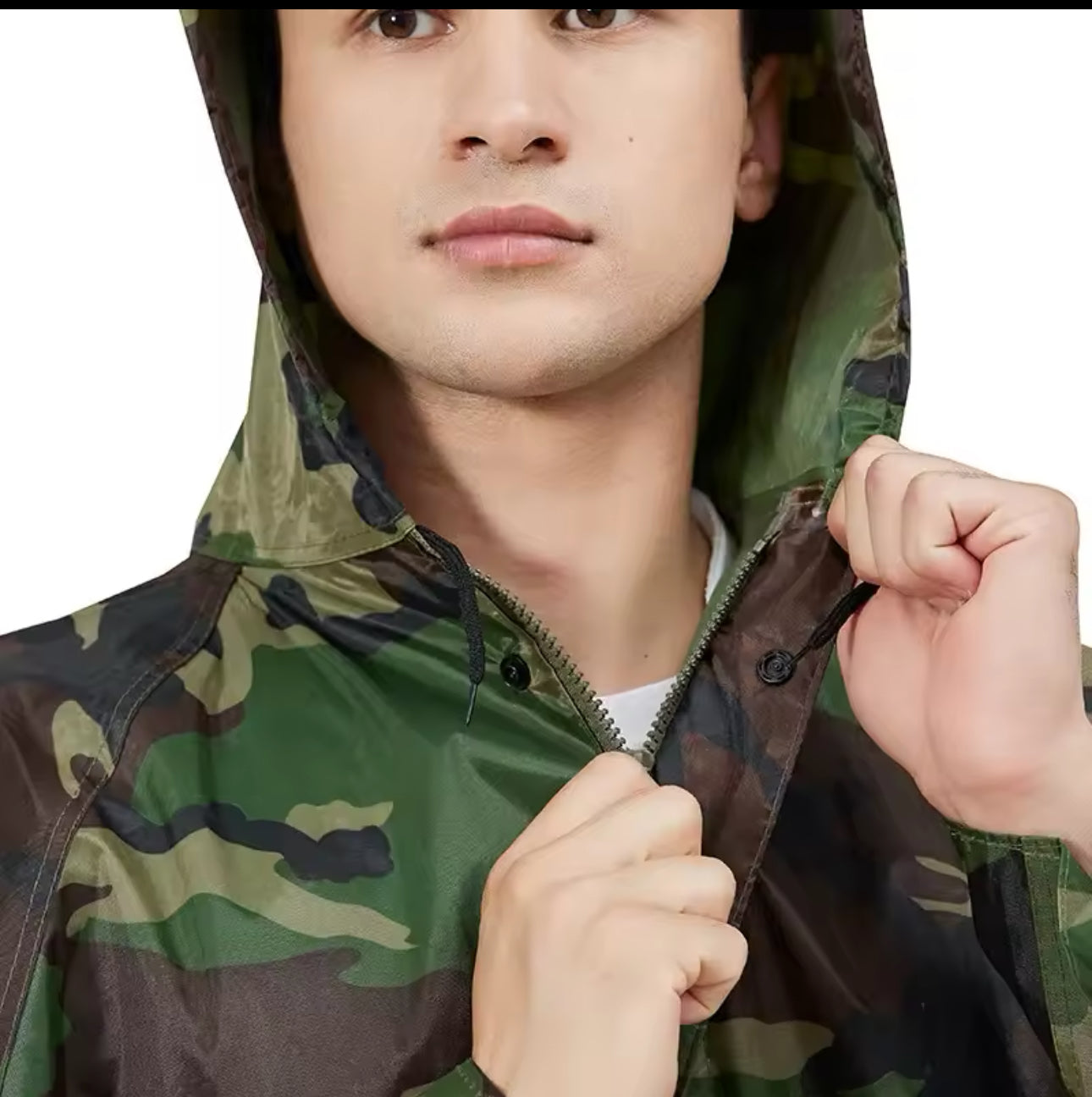 RainSuits Camouflage Military Type Long With Hood