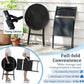 MFurn Alicia 3-Piece Black Folding Patio Bistro Set with Glass Table