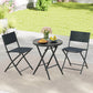 MFurn Alicia 3-Piece Black Folding Patio Bistro Set with Glass Table