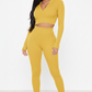 Women's Ribbed Seamless 2-Piece Set – Quarter-Zip Crop Top & Leggings