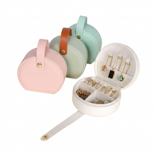 Mini Portable Circle Travel Jewelry Box