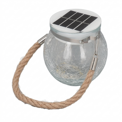 Solar Crackle Glass Hanging Lantern