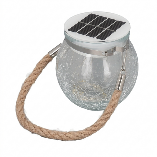 Solar Crackle Glass Hanging Lantern