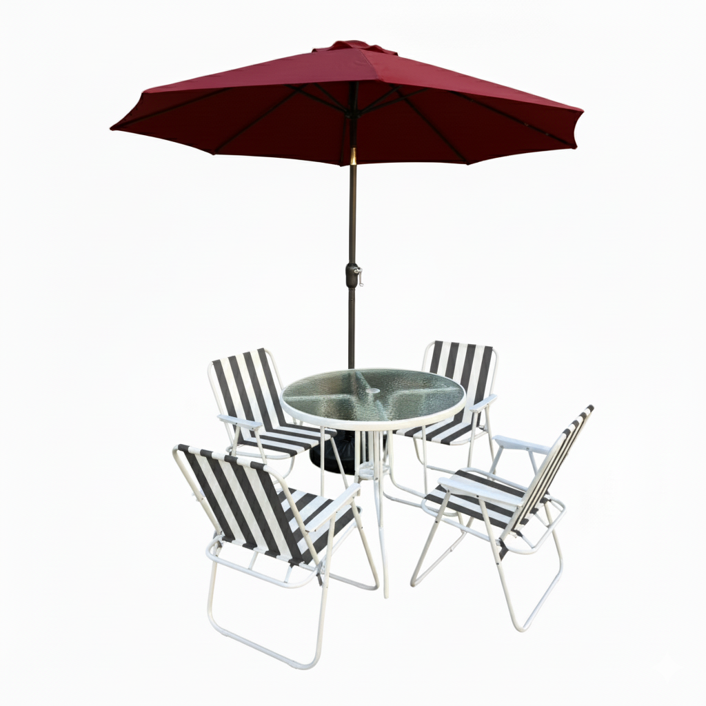 MFurn Angelique 7-Piece Outdoor Patio Dining Set with Umbrella