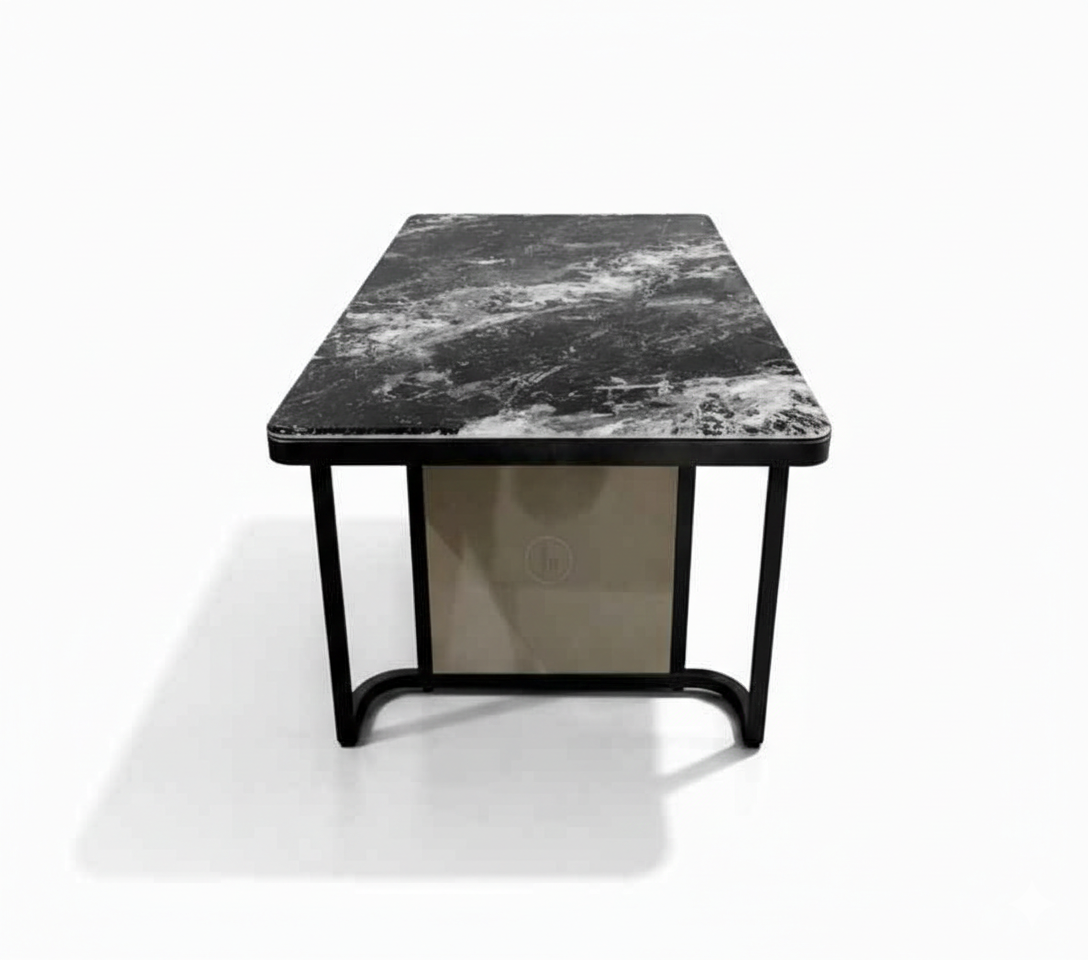 MFurn Luxury Minimalist Coffee Table – Ceramic Stone Top & Steel Base
