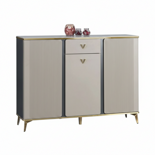 MFurn Noble Style 4-Foot Slab Three-Door Low Shoe Cabinet