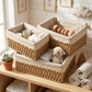 Rustic Woven Storage Baskets with Floral Lace Lining (3-Piece Set)