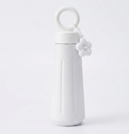 MHome Stainless Steel Water Bottle With Handle & Flower Charm 450ml