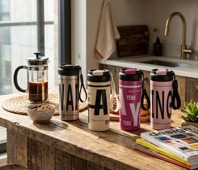 MHome Stainless Steel Double Lid Tumbler