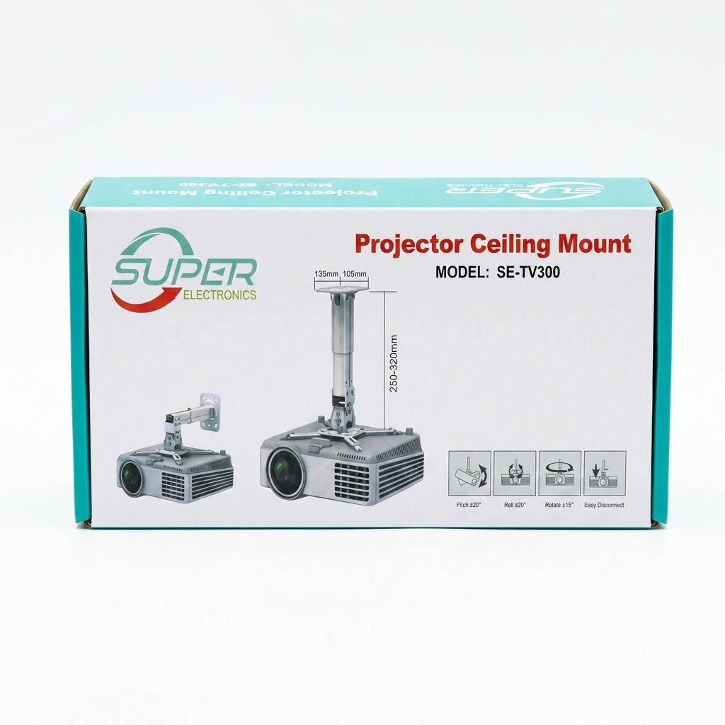 Adjustable Projector Ceiling Mount Bracket 25cm – 32cm