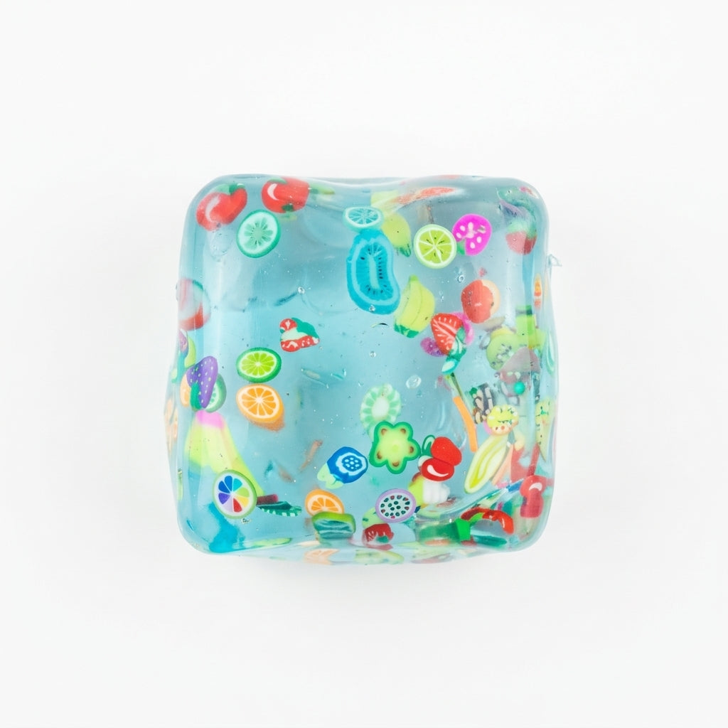Ice Cube with Sliced Fruit Figure Inside Slow Rise Squishy Toy