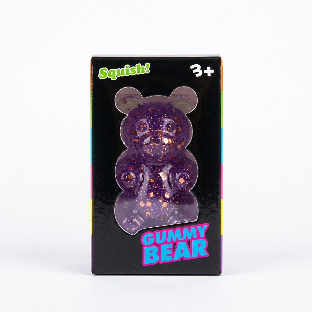 Glitter Gummy Bear Squishy Toy - Various Colors