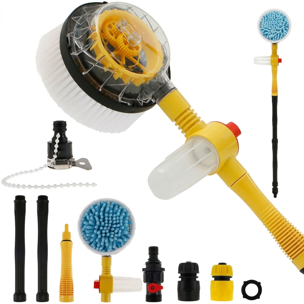 Car Wash Brush Kit 360 Auto Rotating Long Handle Car Washing Cleaning Brush