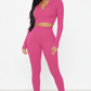 Women's Ribbed Seamless 2-Piece Set – Quarter-Zip Crop Top & Leggings