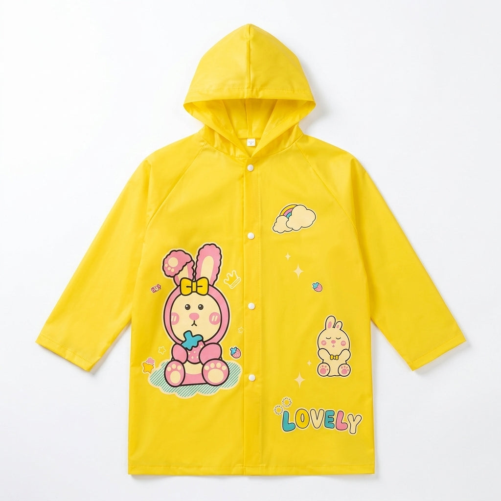 Kids Cartoon Waterproof Hooded Raincoat - Various Colors