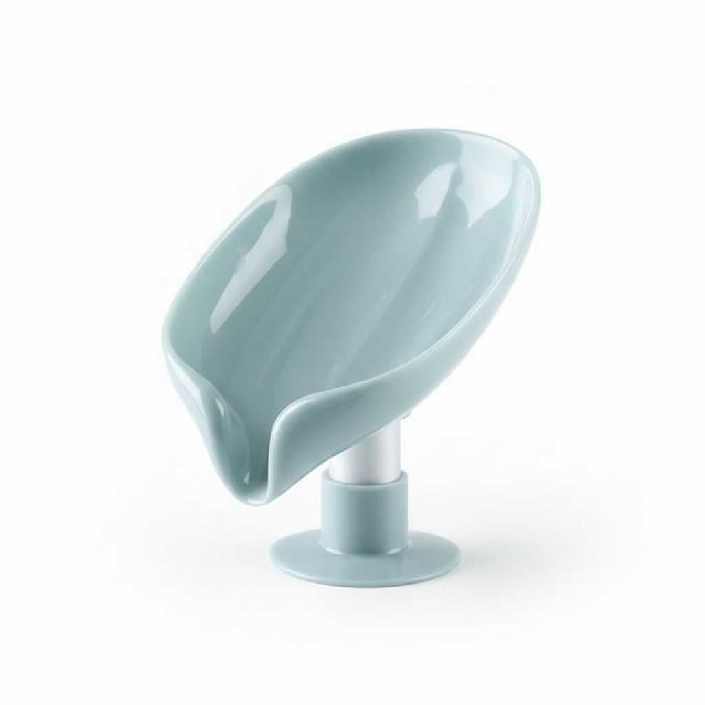 MHome Leaf Shape Self-Draining Soap Dish with Suction Cup – Bathroom & Kitchen Soap Holder