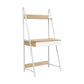 MFurn Modern Ladder Study Desk With Shelf – Wood & White Metal Frame