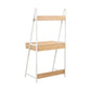 MFurn Modern Ladder Study Desk With Shelf – Wood & White Metal Frame