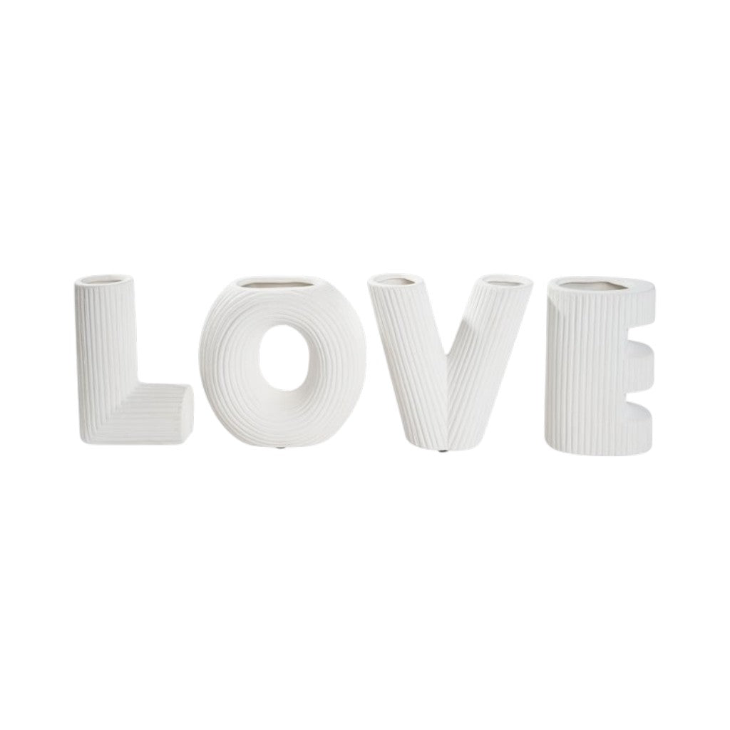 MHome Ceramic LOVE Vase Set of 4 – Modern Minimalist Decorative Flower Vases