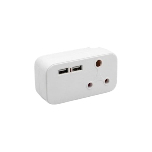 CA-3101 Socket Adapter with Dual USB-A – 16A 250V South African Plug Converter