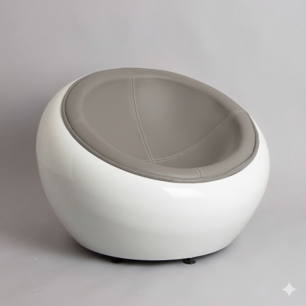 MFurn Swivel Egg Pod Chair Retro Semi-Circular Ball Chair with Mustard Seat