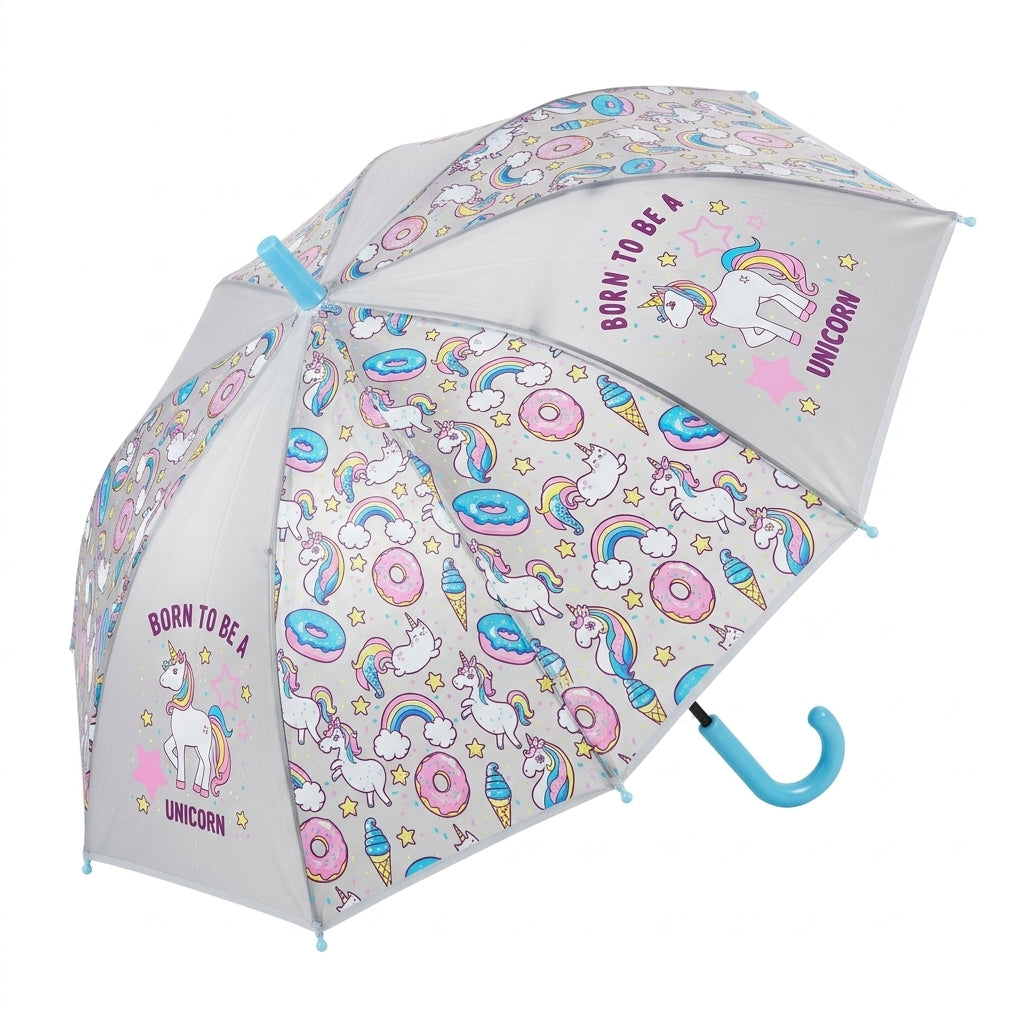 Kids Unicorn Printed Dome Umbrella With Whistle - Various Colors