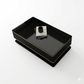 MFURN Obsidian Black Gloss Coffee Table with Gold Trim – 130cm