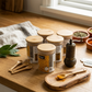 Set Of 6 Minimalistic Glass Storage Jars with Bamboo Lids - Various Sizes