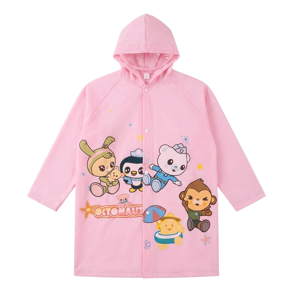 Kids Cartoon Waterproof Hooded Raincoat - Various Colors