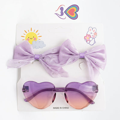 Kids' Heart Sunglasses & Sparkle Hair Bow Set