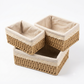 Rustic Woven Storage Baskets with Floral Lace Lining (3-Piece Set)