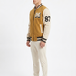 Men's Urban Varsity Bomber Jacket, Mustard, Off-White