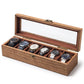 Watch Box for Men and Women - Large Glass Lid, Wooden Display Storage Case With 6 Slots
