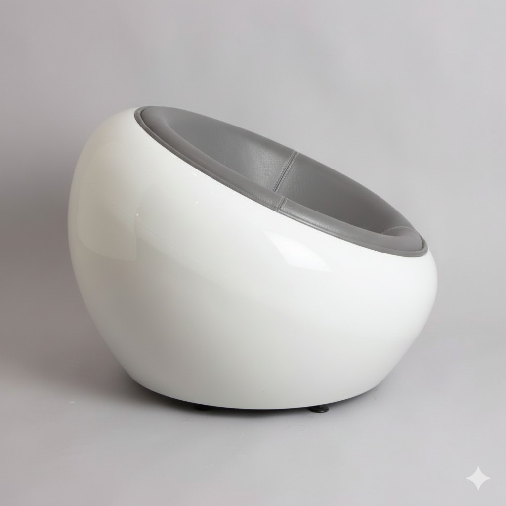 MFurn Swivel Egg Pod Chair Retro Semi-Circular Ball Chair with Mustard Seat