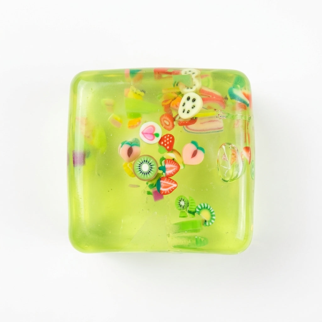 Ice Cube with Sliced Fruit Figure Inside Slow Rise Squishy Toy
