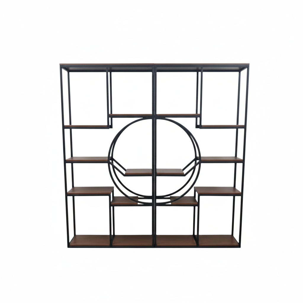MFurn Modern Geometric Dual-Tower Bookshelf & Room Divider