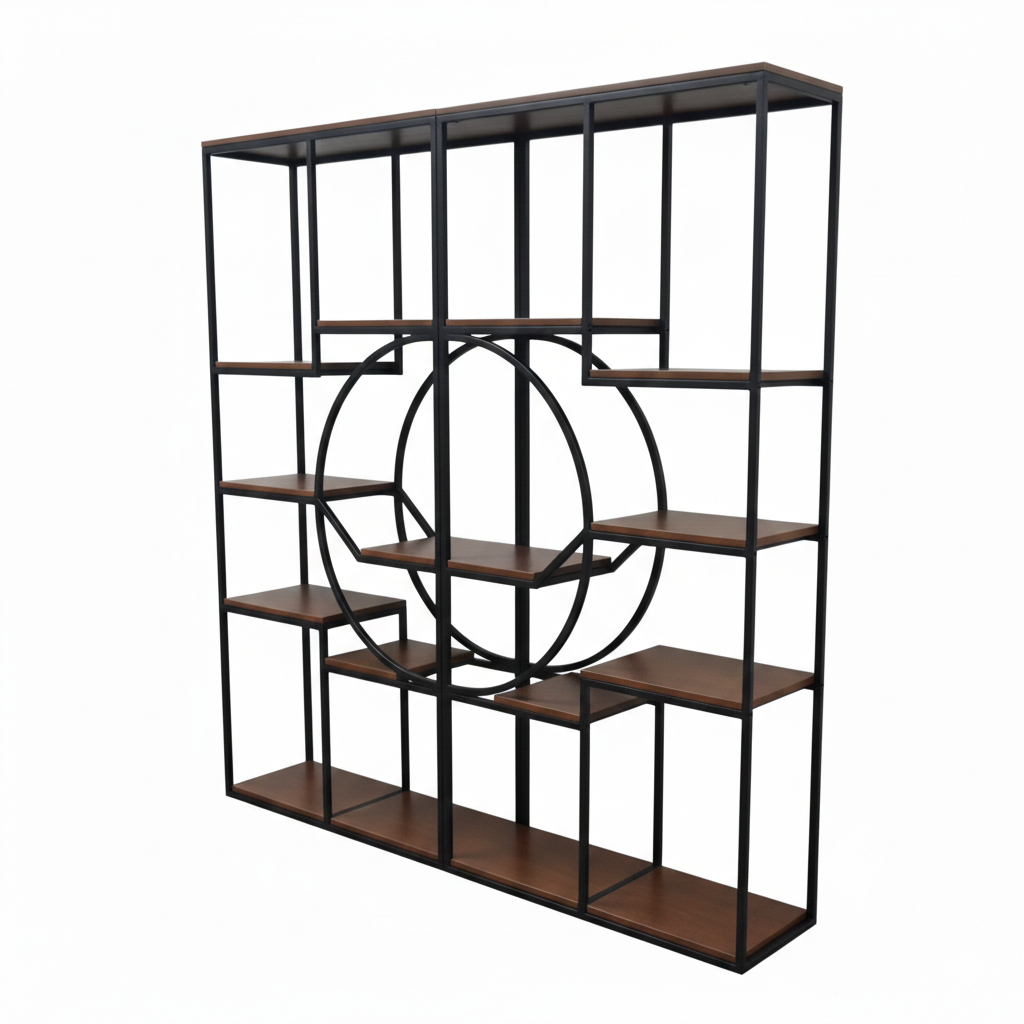 MFurn Modern Geometric Dual-Tower Bookshelf & Room Divider