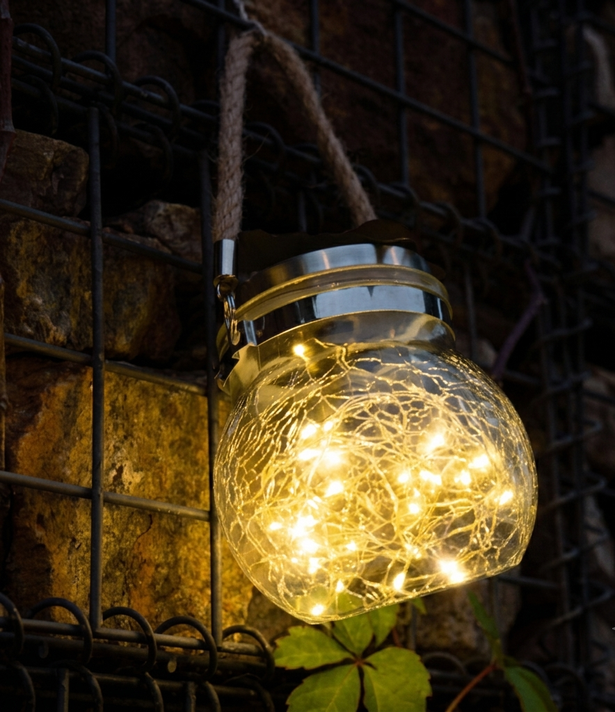 Solar Crackle Glass Hanging Lantern