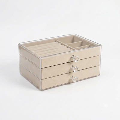 3-Layer Acrylic Jewellery Storage Box With Lock