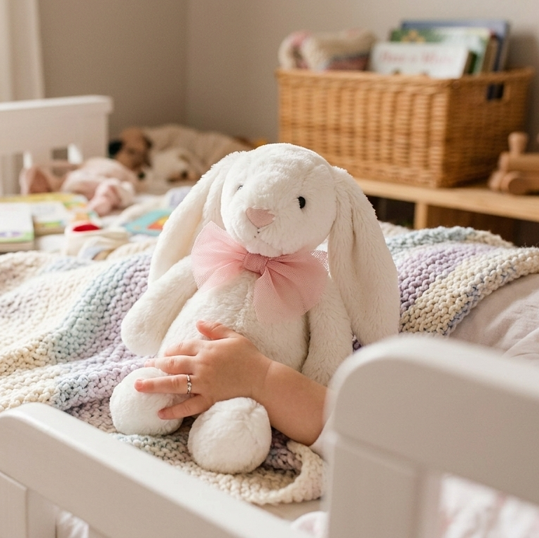MBABY Plush Bunny Stuffed Animal – Ultra-Soft Pink Long-Eared Rabbit for Kids & Nursery Decor