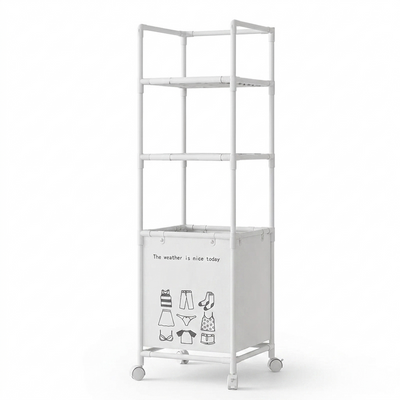 MHome 3-Tier Laundry Hamper Rack - Stainless Steel Storage with Dirty Clothes Basket, Suitable for Bathroom Toiletries, Compact Organizer for Bathroom or Laundry Room