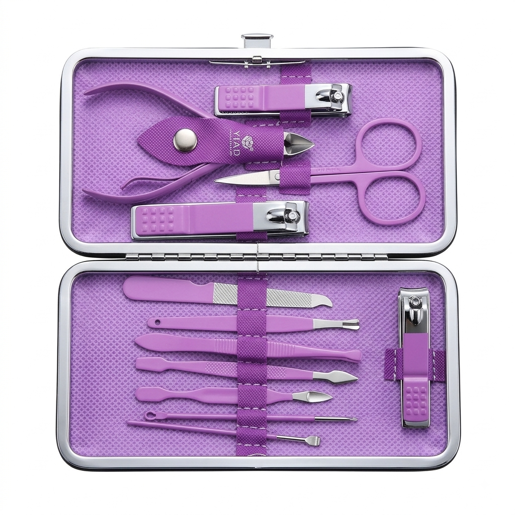 12-Piece Complete Manicure & Grooming Set Purple