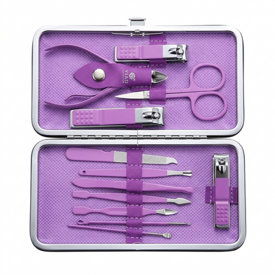 12-Piece Complete Manicure & Grooming Set Purple