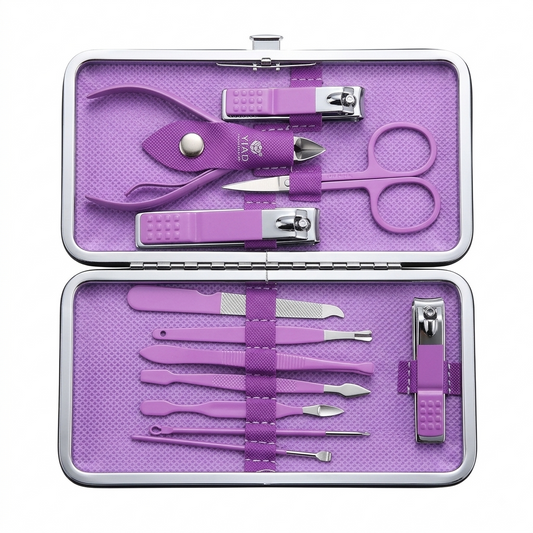 12-Piece Complete Manicure & Grooming Set Purple