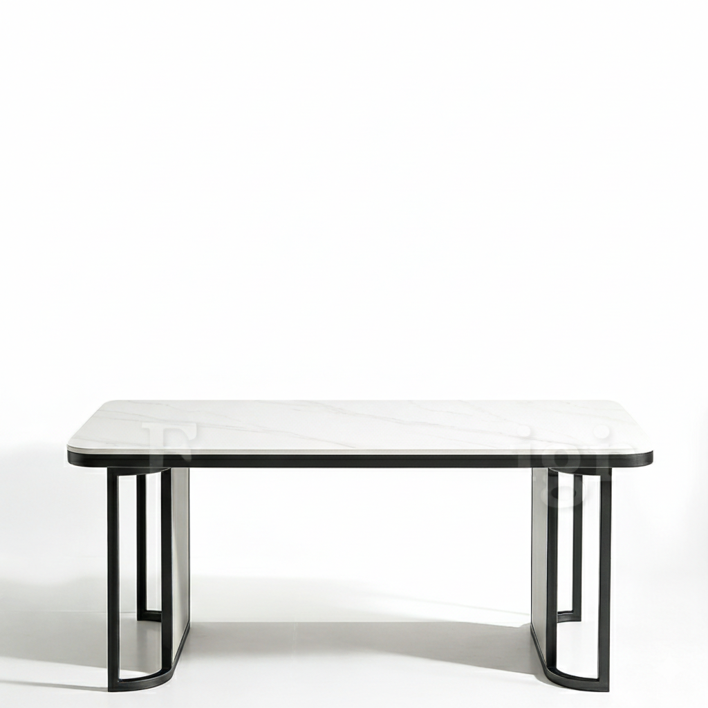 MFurn Luxury Minimalist Coffee Table – Ceramic Stone Top & Steel Base