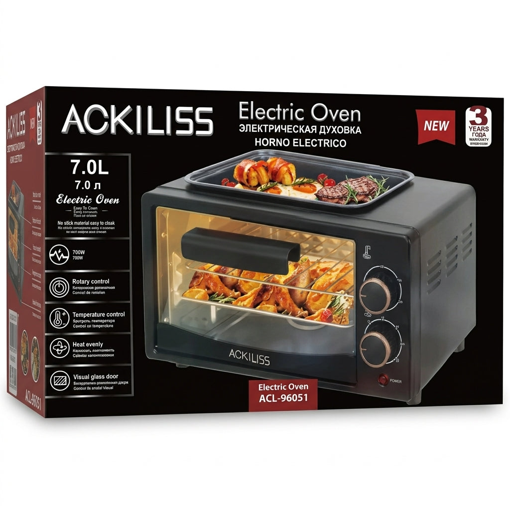 ACKILISS Compact Electric Oven 7.0L
